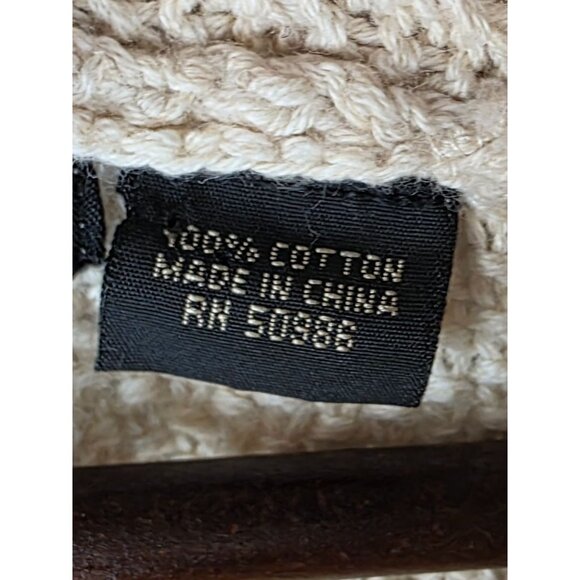 Jeanne Pierre Womens 100% Cotton Cable Knit Sweater Cream Shawl Collar Long Slee - Picture 2 of 10